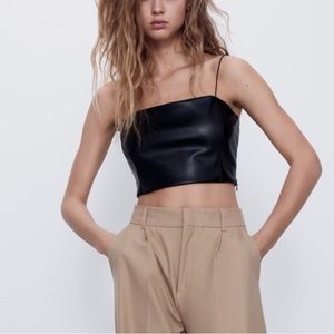 Zara Faux Leather Crop Top